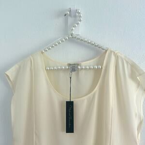 Michael Brandon 100% Polyester Sz M NWT cream light weight elegant blouse
